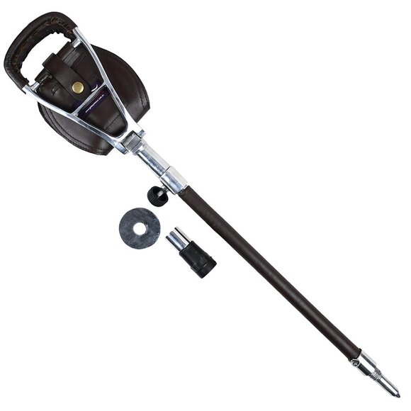 Outdoor Leather Stick With Portable Seat Stainless Steel Foldable Stool NEW - Picture 10 of 14